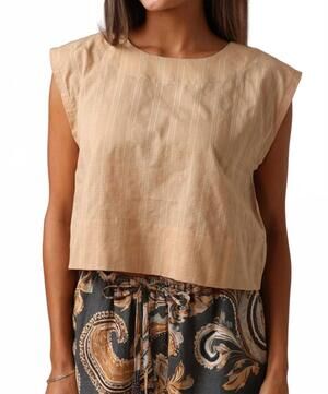 NEW SHORE teagan shadow gingham top in honey